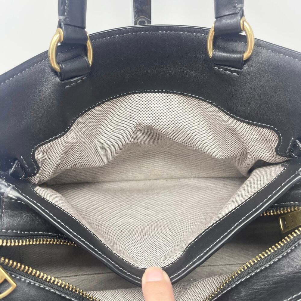 Coach Tate Carryall 29 Top‎ Handle Crossbody Bag Black Leather Gold C4827 - Picture 8 of 15